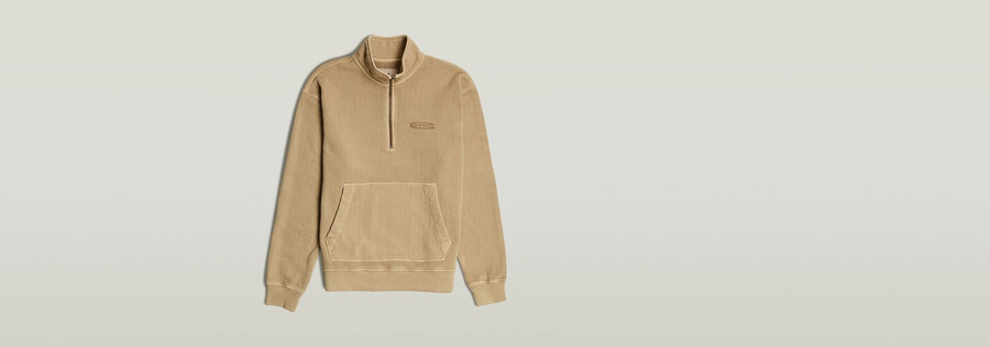 gewaschener lässiger pullover mit halbem reißverschluss