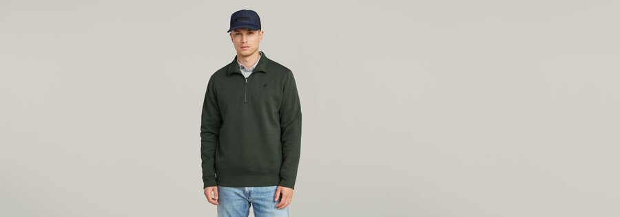 premium core half zip sweater