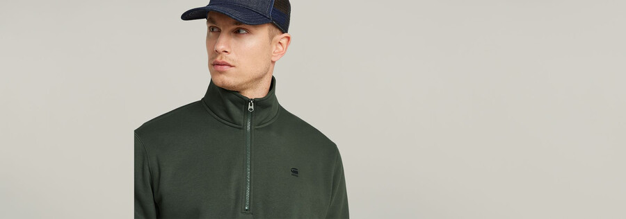 premium core half zip sweater