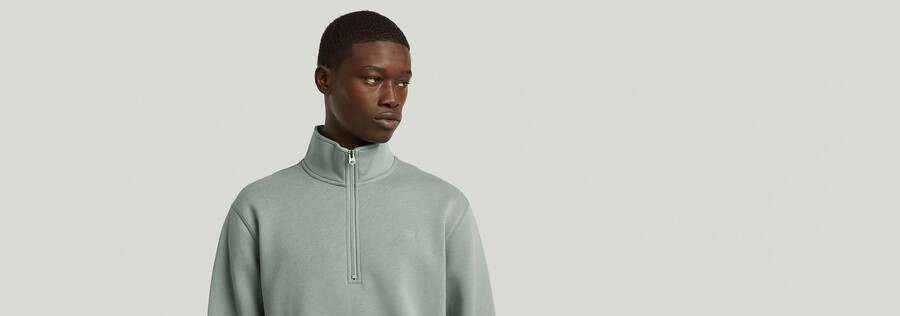 premium core half zip sweater