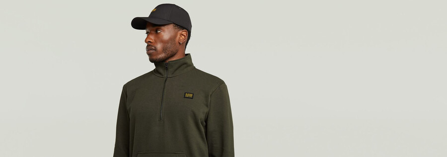 label-badge für pullover mit halbem reißverschluss