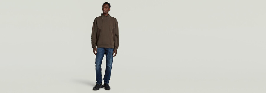 pullover mit halbem reißverschluss aus einem materialmix