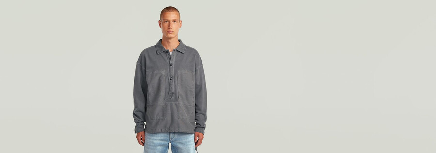 lockerer pullover aus gewaschenem stoffmix