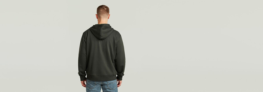 kapuzenpullover mit reißverschluss und schriftzug