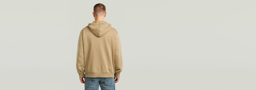 kapuzenpullover mit schriftzug und reißverschluss