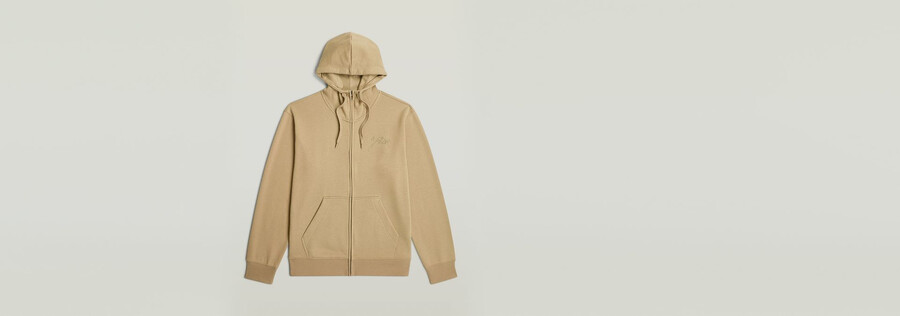 kapuzenpullover mit schriftzug und reißverschluss