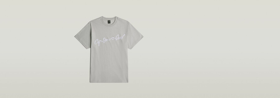 lockeres t-shirt mit g-schriftzug von flock