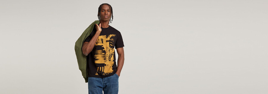 t-shirt mit magazin-print