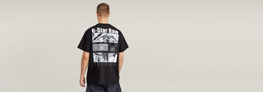 lockeres t-shirt mit barcode-rückengrafik