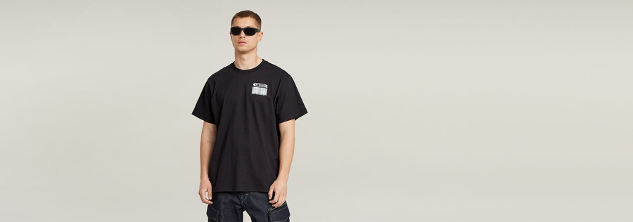 lockeres t-shirt mit barcode-rückengrafik