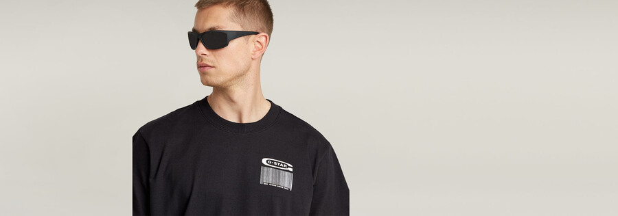 lockeres t-shirt mit barcode-rückengrafik