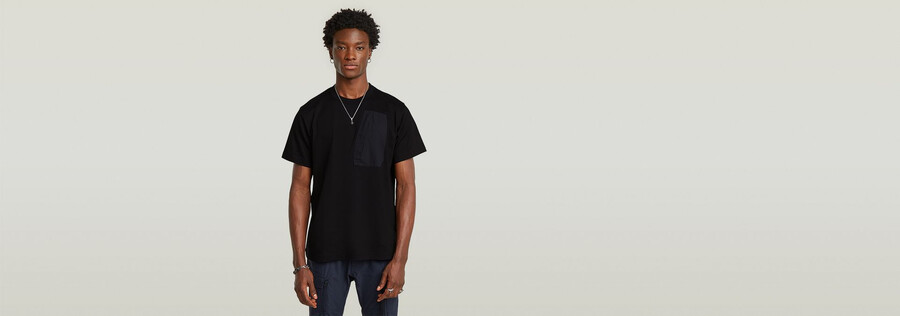 locker geschnittenes outdoor-t-shirt mit gewebter tasche