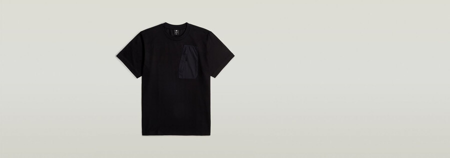 locker geschnittenes outdoor-t-shirt mit gewebter tasche