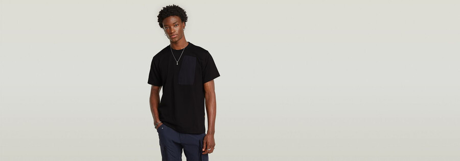 locker geschnittenes outdoor-t-shirt mit gewebter tasche