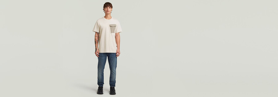 t-shirt mit tasche aus stoffmix