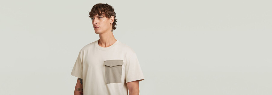 t-shirt mit tasche aus stoffmix