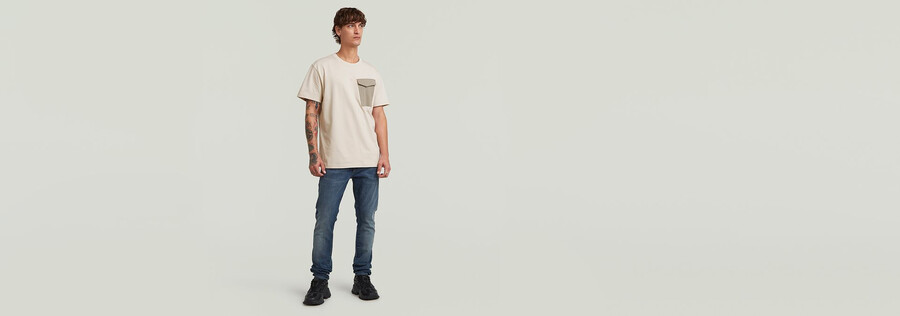 t-shirt mit tasche aus stoffmix