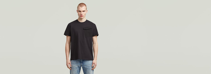 t-shirt mit tasche aus stoffmix