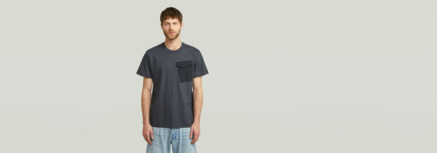 t-shirt mit tasche aus stoffmix