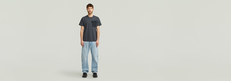 t-shirt mit tasche aus stoffmix