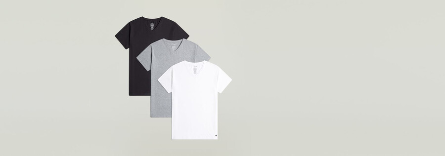 3er-pack t-shirts mit v-ausschnitt