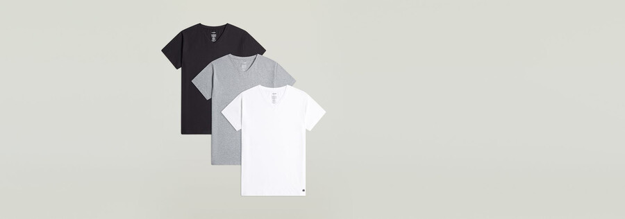 3er-pack t-shirts mit v-ausschnitt